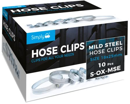 Simply S-OX-MSE 10 Pack 18-25mm Mild Steel Hose Clip Jubilee Clip - Strong, Durable, Easy to Use