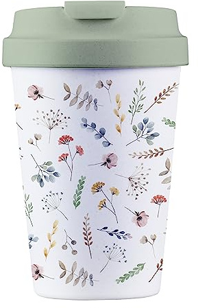 Sustainable Deluxe Cup – Reusable Coffee Mug with Resealable Lid – Cute Travel and To Go Cup for Women – Plant based – Dishwasher Safe, Microwavable and light weight – BPA and Melamine Free – 12 oz