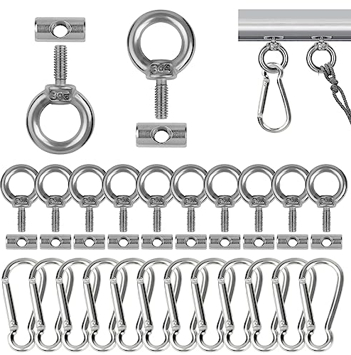 Adiwo Stopper für Kederschiene,12 Stück Edelstahl Kederstopper 6mm mit 12 Stück Karabiner Vorzelt Stopper Kederstopper Vorzelt Stopper Haken Kederleiste für Kederschiene Wohnwagen Wohnmobi Campervan
