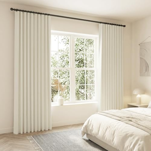 SHINELAND Vorhang, 332 cm, Verdunkelungsvorhänge, Beige, Raumverdunkelung, 3 m, extra lang, XL, Rückenlasche, Falte, hohe Deckenmontage, Vorhänge für Wohnzimmer, 132 cm breit x 335,3 cm lang