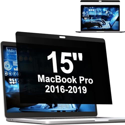 Magnétique Filtre de Confidentialité pour MacBook Pro 15 Pouces (2016-2019) | Anti Espion/Amovible Filtre Confidentialité 15 Pouces, Anti Bleu Lumiére Filtre ecran Mac 15 Pouces Modèle (A1707, A1990)