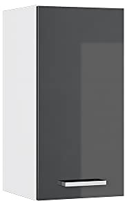 Vicco Hängeschrank R-Line, Anthrazit Hochglanz, 30 cm | mit Tür, zur Wandmontage zur Aufbewahrung von Haushaltsutensilien