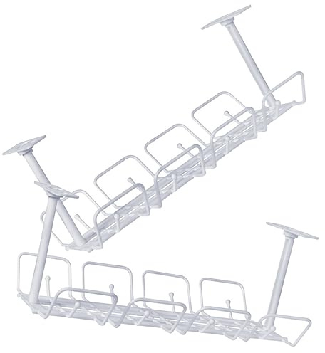 jojofuny 2piezas Bandejas Organizadoras para Cables Debajo del Escritorio Sin Taladro Diseño Resistente y Ventilado Soporte para Gestión y Almacenamiento Ordenado De Cables y Regletas