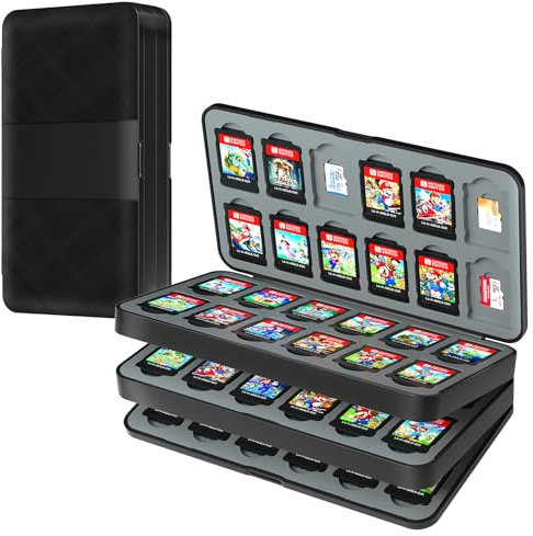 𝑹𝒂𝒑𝒆𝒍𝒍 game card case for for Nintendo Switch Game Card, Switch Game case with 72 Game Card Slots and 72 Micro SD Card Slots. (Black)