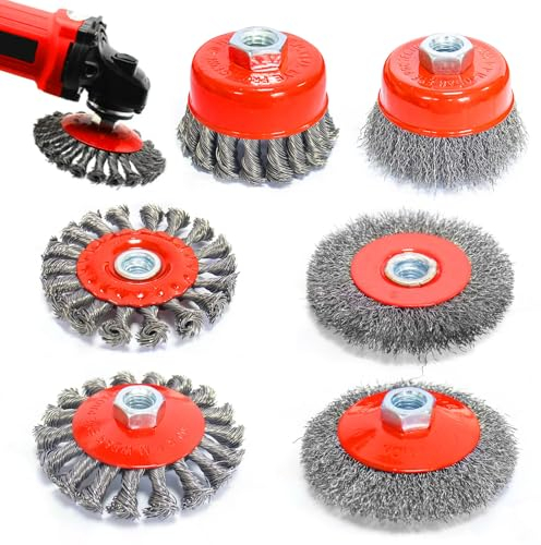Lomhyve Drahtbürste für Winkelschleifer, Winkelschleifer Zubehör, Durchmesser 115mm und 125mm, Mit M14 Modelle für Bohrmaschine Polier, Schleifen, Entrosten, Entgraten (6)