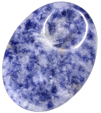 Nupuyai Sodalith Handschmeichler Stein Daumenstein Edelstein Heilstein oval | Handschmeichler Edelstein oval, Glücksbringer Taschenstein gegen Stress und Angst, Heilstein für Meditation Massage Gua Sha