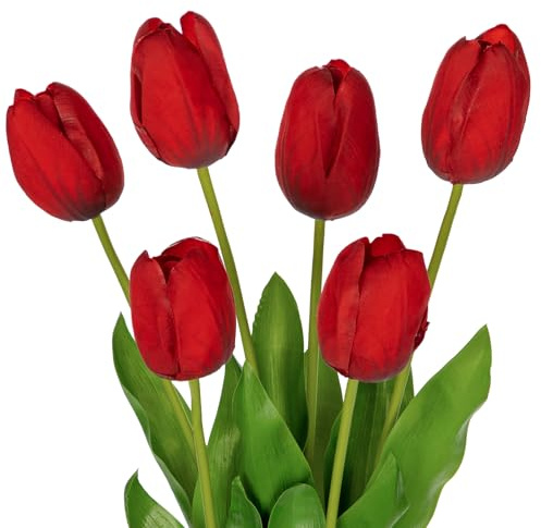 Briful 60CM Tulpen Kunstblumen Wie Echt Dekoblumen Künstliche Rote Tulpen Frühlingsblumen für Blumengesteck Home Büro Resto Frühlingsdeko