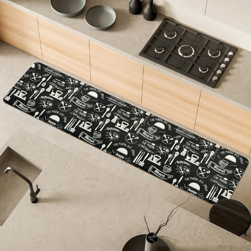Comart - Tappeto Cucina Malaga - PVC Impermeabile - 55x230 cm Lavagna Nero