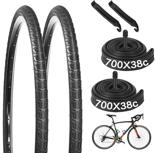 28 Zoll Fahrradreifen 28x1 50 700x38c, 2 Stück Fahrradreifen 40-622 700x38c & 2 Stück 700x35/43C Schläuche Mit 48mm Ventil | Allwetter-Gravelreifen Für Rennrad & Trekkingrad