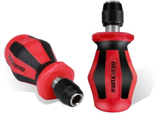Geinxurn Magnetic 2PC Mini Changeable Head Manual Screwdriver Holder, Quick Change & Release 1/4 Hex Bit Extension Holder
