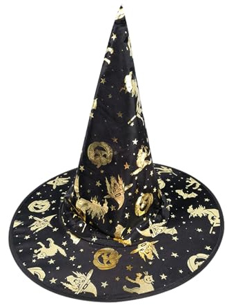 Dxmcgttbd Chapeaux de Sorcière Halloween, Chapeau de Sorcière Pliable, Chapeau de Sorcière Noir, pour Homme et Femme, pour Halloween Déguisement Cosplay Costume Accessoires