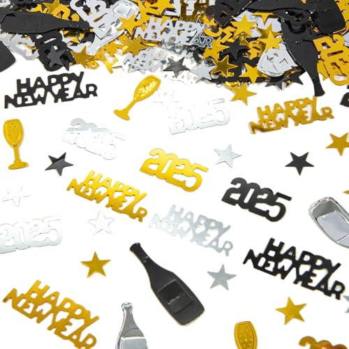 Konfetti Streudeko Silvester Deko 2026-15g Glitzer Gold Silber Silvester Tischdeko Happy New Year Deko 2026,Neujahr Deko Confetti Deko Silvester Party,Neujahrsdeko Luftschlangen für Karneval Part