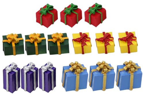 OFFSCH 15 Stück Weihnachtsschmuck Selbstgemacht Zubehör Aus Dekorativem Harz Für Handy Und Basteldekoration Mit Bunter Geschenkbox Glänzend Und Farbenfroh