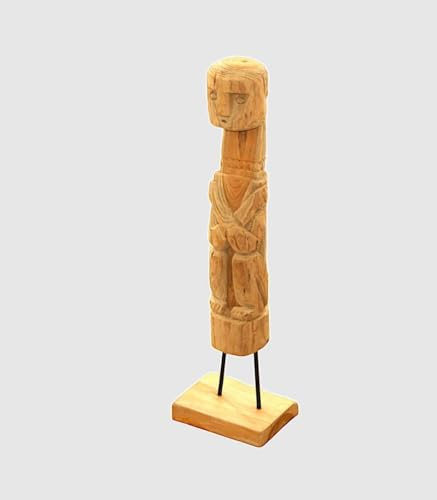 Ekilikua Home | Decoración de Madera Artesanal | Decoración Rústica | Estatua Batak | Hecho a Mano de Madera | Figura de Madera con Soporte Decorativo | Ideal para decoración y Regalo