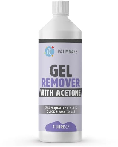 Palmsafe 1 Litre Gel Nail Polish Remover Removes Gel Polish, Acrylics, Nail Tips, UV/LED Gels, Nail Glue & More 100% Pure Acetone Professional Formula for Fast & Easy Removal