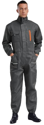 ranrann Arbeitsoverall Herren Werkstatt Einteiler Arbeitsanzug Schutzanzug Baumwolle Overall Jumpsuit mit Stehkragen Taschen Uniform Arbeitskleidung