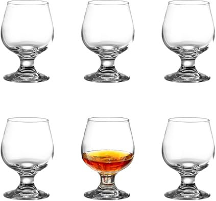 binsakao Shot Glasses - Brandy Glasses 3.5 oz - Port Glasses Set of 6 - Small Sherry Glasses - Clear Mini Glasses for Liquor Shots, Tequila, Vodka Taste 105 ml
