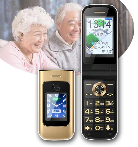 OZTYSGXM Old Person Mobile Phone, Basic Mobile Phone Flip Phone Elderly Intelligent Broadcast+Dual Screen+ Clear Sound Quality+4800mAh Battery Dual SIM Card Mobile Phone,Gold