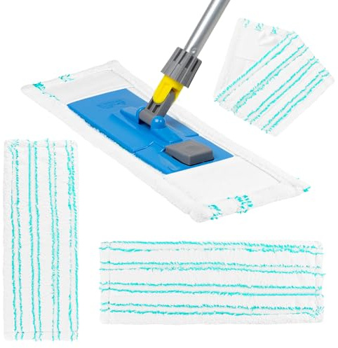 TNOMSNO Serpillères de Rechange, 3 Pcs Serpillères en Microfibre pour Balai Lave-Sol Housse de Nettoyage de Rechange La Tête de Ménage de Vadrouille, 44x15cm en Microfibre pour Tous Les Types de Sols