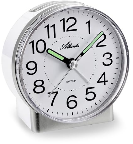 Atlanta Quarzwecker ohne Ticken Schleichende Sekunde Analog Licht - 2118/19 Silber