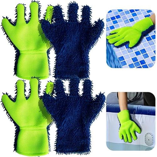 DECOHS Lot de 4 gants de nettoyage de piscine, de spa et de jacuzzi pour nettoyer les taches et la saleté