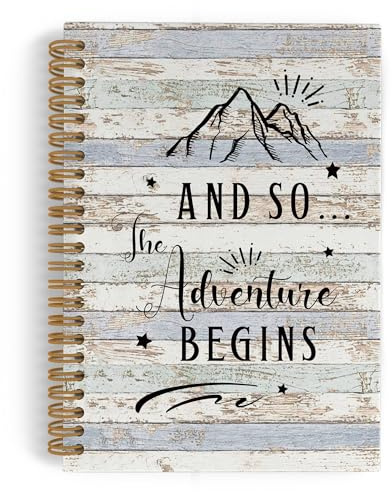 QLMX Camping Travelers Spiral Notebook, Adventure Travel Camp Journal Notebook, and So the Adventure Begins Notebooks for School Work, Camp Office Supplies Gifts for Camper Traveler Women Men Teens, 5.5x8.3 Inch