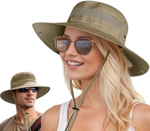 J.Fée Unisex Faltbar Sonnenhut Damen UV Schutz 50 Sonnenhut Herren, Sommerhut Damen Sommerhut Auch Outdoor Hut,Safari Hut Wanderhut,Anglerhut,Gartenhut