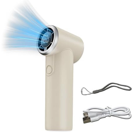 2000mAh Ventilatore Portatile, Mini Ventilatore Ricaricabile Tramite USB 5 Velocità con Display LED Ventilatore da Tavolo Pieghevole per Casa, Ufficio, Camera da Letto, 4x3.1x2.57cm (Beige)