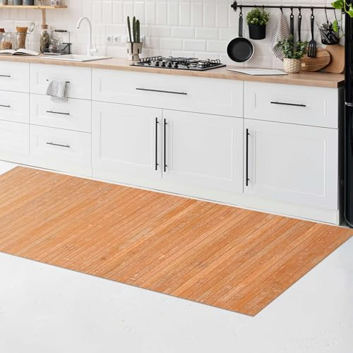 CosìCasa Badematte Holz & Bambus Badematte mit Anti-Rutsch Rückendeckung, Feuchtigkeitsresistenter Bambus Läufer & Bambusmatte für Bad, & Küche, Naturstein, 50x100