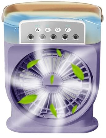 Wisylizv Enfriador evaporativo portátil, ventilador de refrigeración con función de pulverización, portátil, 5 boquillas, enfriador de aire con depósito de agua de 600 ml, para exteriores, camping