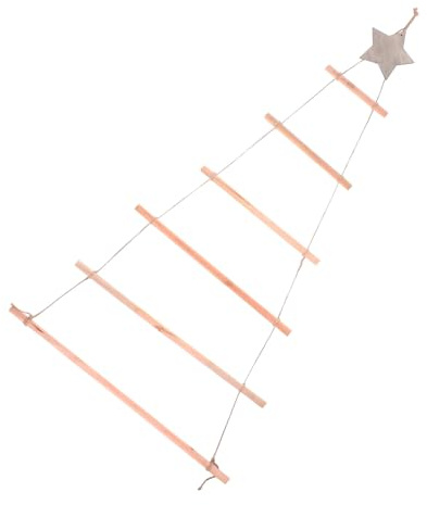 WEKADRIN Holzleiter Weihnachtsdeko Tannenbaumform Hängende Deko Zweige Wanddeko Rustikal Mit Seil Für Weihnachtsfeier Wohnzimmer Festliche Wanddekoration