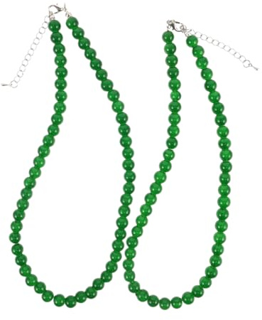 Healeved 2Pcs Green Beaded Choker Necklace Lightweight Handmade Glass Bead Jewelry for Women -friendly Elegant Neck Chain for Formal Events Casual Outfits