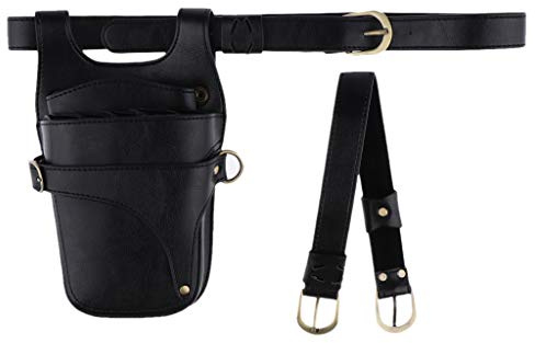 Gürteltasche für Friseurscheren, Scheren, Kämme, Clips, Gürteltasche, Schwarz