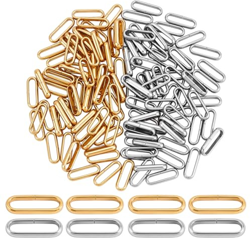 UNICRAFTALE 120Stk 2 Farben 12.2mm Ovale Verbindungsringe Goldene Sprungringe Schmuckringe Verbinder Hohle Ovale Rahmenringe Für DIY Halskette Armband Ohrschmuck Herstellung