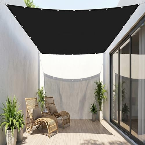 Vela Ombreggiante Impermeabile 4 x 6 m Impermeabile Rettangolare Tenda a Vela Parasole de Sombra Privacy per Esterno Giardino Terrazza, Nero
