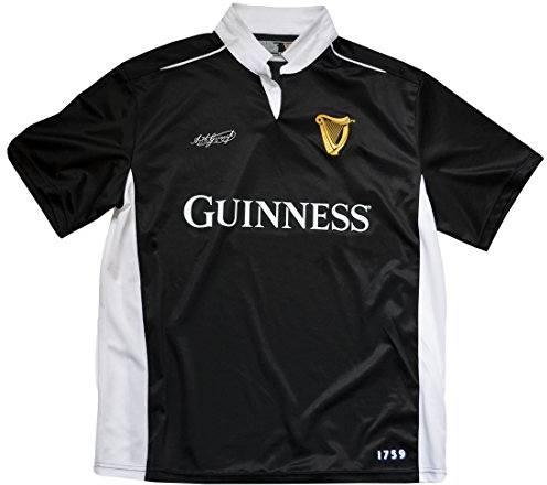 Guinness Schwarzes/weißes Performance Kurzarm-Rugby-Shirt (XL)