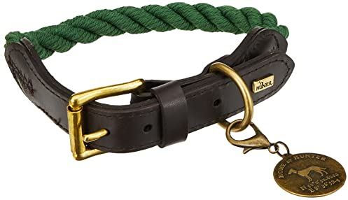 HUNTER List Hundehalsband, Leder, maritim, strapazierfähig, wetterfest, geschmeidig, 50 (S-M), oliv