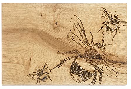 The Just Slate Company Bee Cutting Board, Cheese Board. Sustainable Oak Crafted in Scotland 30x20x2cm
