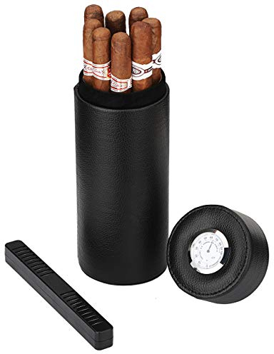 Time C club Beliebtes Zedernholz gefüttertes tragbares Reiseetui aus Leder, Zigarren-Humidor, Front-Hygrometer, rechteckiger Luftbefeuchter