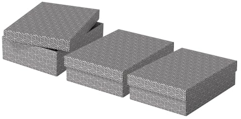 Esselte 3er Set mittelgroße Aufbewahrungs- & Geschenkboxen mit Deckel, Schachteln für Wohnung/Büro, Organisationszwecke & als Geschenkverpackung, 100% recycelter Karton und recycelbar, Grau, 628285