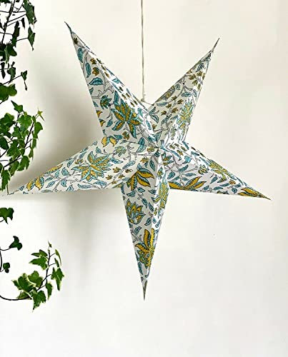 Infinity Decor Easy Joy 6-zackiger handgeschöpfter Papierstern 3D String zum Aufhängen von Weihnachtsstern Deko Laterne Weihnachtszubehör (weiß & grün)