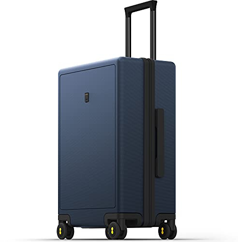 LEVEL8 Koffer Trolley, Rollkoffer Reisekoffer Hartschalen 4 Rollen, Spinner Handgepäck,TSA, 100% PC,Micro-Diamond Textured Design Koffer Trolley Groß(66cm, 65L,Dunkel Blau)