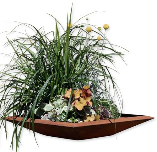 Rostikal Edelrost Blumenschale 50 × 50 cm – Wetterfeste eckige Pflanzschale aus Cortenstahl ohne Kugeln – Gartendeko für Garten, Terrasse & Hauseingang