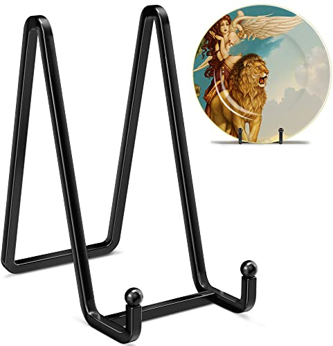 6 Inch Metal Square Picture Frame Easel Stands for Plates, Photos, Decor (Black, 2 Pack)