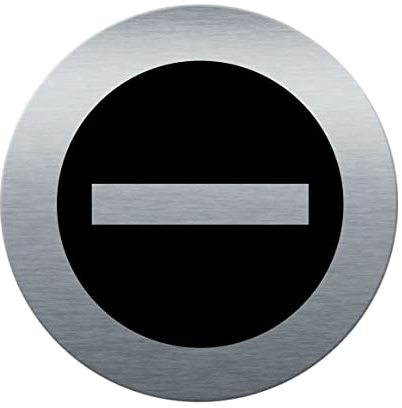 AUA SIGNALETIQUE - Plaque de porte Aluminium brossé imprimé AluSign Ø 85 mm - épaisseur. 3 mm - Double Face adhésif au dos (Sens Interdit)