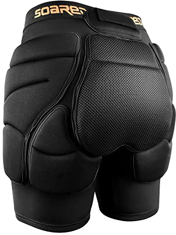Soared 3D Protection Hip Butt XPE Padded Shorts for ski, ice Skating, Snowboarding, Skateboard for Men Women Black