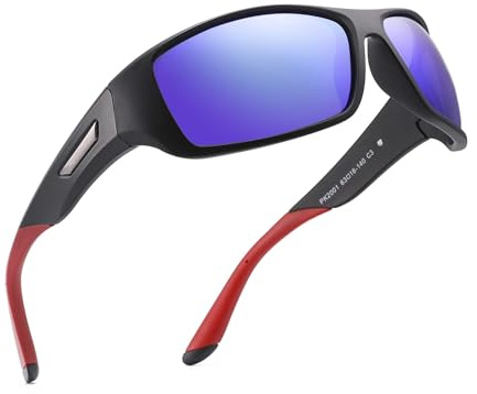 PUKCLAR Polarisierte Sport Sonnenbrille Herren Damen Radsport Fahrerbrille | Leichter TR90-Rahmen entlastet Nasenrücken. Polarisierte UV400-Kat.3-Gläser blocken UV-Strahlen, universeller Outdoor-Einsatz