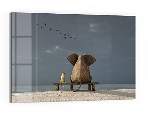 DEQORI Glas-Magnettafel | 60x40 cm groß | Motiv Tierische Freunde am Meer | Memo-Board aus Glas | Magnetboard inkl. Magnete, Stift & Tuch für Küche & Büro | Tafel magnetisch & beschreibbar