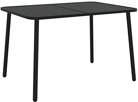 vidaXL Gartentisch, Garten Esstisch Latten-Design, Terrassentisch Stahlgestell, Gartenmöbel Tisch, Modern, Anthrazit 110x80x71cm Stahl