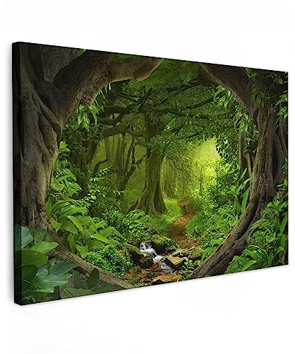 MuchoWow© Cuadros para Salon 90x60 cm Foto con Lienzo Canvas Laminas Cuadro Dormitorio Decoracion Hogar Pared Quadro Selva - Verde - Naturaleza - Tropical - Plantas